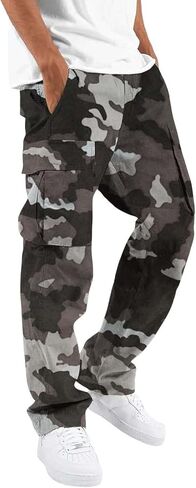 Cargo Pants for Men - Comfy Hiking & Athletic Ripstop Pants | Big & Tall Baggy Outdoor Sports Joggers & Sweatpants (3X-Large,D-Black) in Saudi Arabia