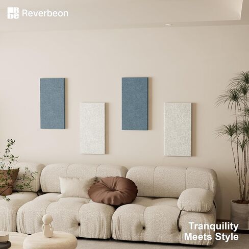 4PCS Acoustic Panels, 24"x12" Fabric Soundproof Wall Panels, Self-Adhesive Sound Absorbing Panels for Home, Office, Studios (Slate Navy & Chalk White) in Saudi Arabia