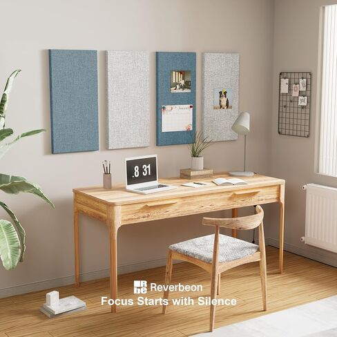 4PCS Acoustic Panels, 24"x12" Fabric Soundproof Wall Panels, Self-Adhesive Sound Absorbing Panels for Home, Office, Studios (Slate Navy & Chalk White) in Saudi Arabia