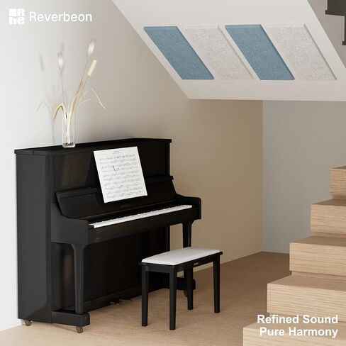 4PCS Acoustic Panels, 24"x12" Fabric Soundproof Wall Panels, Self-Adhesive Sound Absorbing Panels for Home, Office, Studios (Slate Navy & Chalk White) in Saudi Arabia