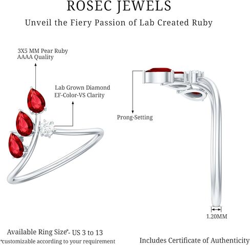 مختبر معتمد نمت Ruby Moissanite Ring ، AAAA Quality ، حارس Ruby Ring للنساء - جاهز للهدية in Saudi Arabia