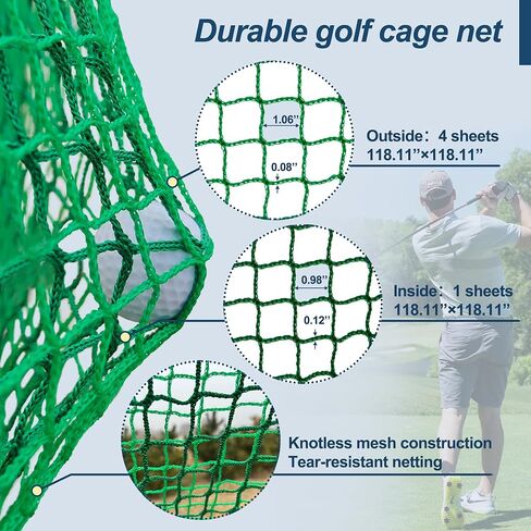 10X10X10FT Golf Practice Net Cage Metal Frame Hitting Net Kit for Backyard，Golf Sports Barrier Nets Batting Cage Training Simulators for Home in Saudi Arabia
