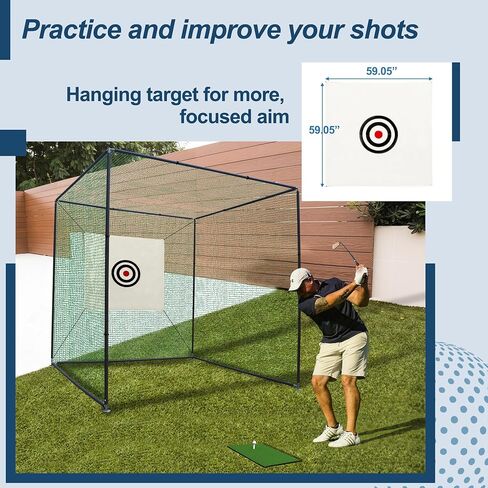 10X10X10FT Golf Practice Net Cage Metal Frame Hitting Net Kit for Backyard，Golf Sports Barrier Nets Batting Cage Training Simulators for Home in Saudi Arabia