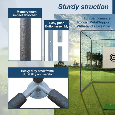 10X10X10FT Golf Practice Net Cage Metal Frame Hitting Net Kit for Backyard，Golf Sports Barrier Nets Batting Cage Training Simulators for Home in Saudi Arabia