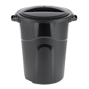 32 Gallon Heavy Duty Plastic Garbage Can, Included Lid, Indoor/Outdoor, Black in Saudi Arabia