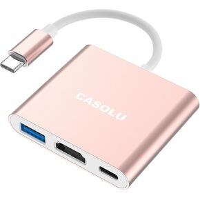 محول CASOLU USB C/Type C إلى HDMI، محول Thumderbolt 3 إلى HDMI 4K، محول USB-C رقمي AV متعدد المنافذ لأجهزة Mac/MacBook/iPad Pro/ S20/S10+/جهاز عرض مع منفذ USB 3.0 ومنفذ شحن سريع PD in Kuwait