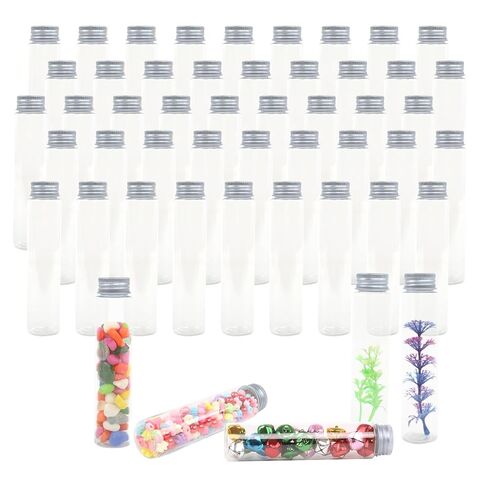 أنابيب اختبار البلاستيك ، 50 حزمة 115 مل اختبار أنابيب اختبار مسطحة أنابيب اختبار بلاستيكية مع أغطية المسمار ، 30 × 150 مم ، مسارات ، حاويات كبيرة قابلة لإعادة الاستخدام لملح الحمام ، تخزين الحلوى ، الحرف اليدوية (الفضة) in Kuwait