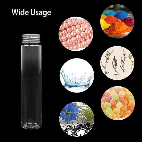 أنابيب اختبار البلاستيك ، 50 حزمة 115 مل اختبار أنابيب اختبار مسطحة أنابيب اختبار بلاستيكية مع أغطية المسمار ، 30 × 150 مم ، مسارات ، حاويات كبيرة قابلة لإعادة الاستخدام لملح الحمام ، تخزين الحلوى ، الحرف اليدوية (الفضة) in Kuwait