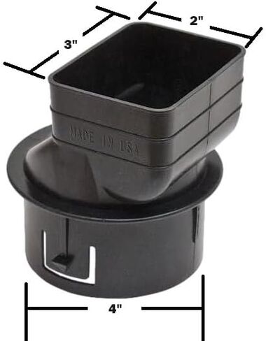 2 "x3" x4 "محول الصرف الصحي لأسفل لمدة 2 بوصة × 3 بوصة إلى 4 بوصة إلى 4" أنبوب استنزاف دائري - تصميم عالمي لتناسب جميع أنواع 4 "أنابيب الصرف الدائرية (2x3x4) أسود in Kuwait