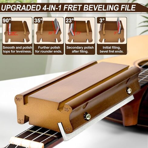 4-in-1 Bass & Guitar Fret File Tool-3 ° ، 23 ° ، 35 ° ، 90 ° زوايا لخلع الملابس ، أدوات الحنق للغيتار للمشاركة ، التقريب ، Deburring-Luthier Tools Kit in Saudi Arabia