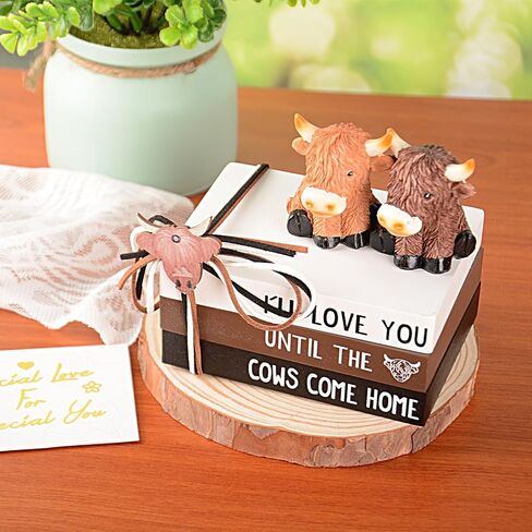 Highland Cow Gifts for Women: Highland Cow Decor Outdoor Garden Statue, Scottish Highland Cow Figurine Lifelike Highlander Cow Ornaments for Bathroom Office Desk Kitchen Decoration Highland Cows in Saudi Arabia