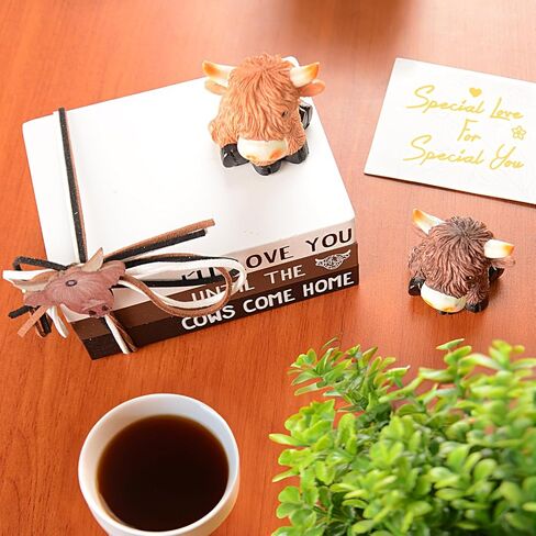 Highland Cow Gifts for Women: Highland Cow Decor Outdoor Garden Statue, Scottish Highland Cow Figurine Lifelike Highlander Cow Ornaments for Bathroom Office Desk Kitchen Decoration Highland Cows in Saudi Arabia