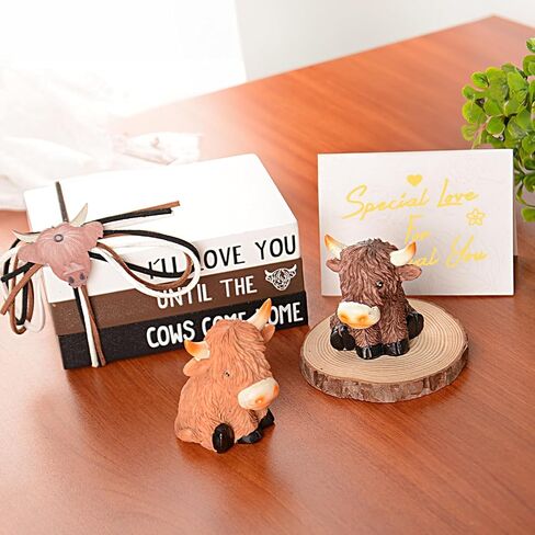 Highland Cow Gifts for Women: Highland Cow Decor Outdoor Garden Statue, Scottish Highland Cow Figurine Lifelike Highlander Cow Ornaments for Bathroom Office Desk Kitchen Decoration Highland Cows in Saudi Arabia
