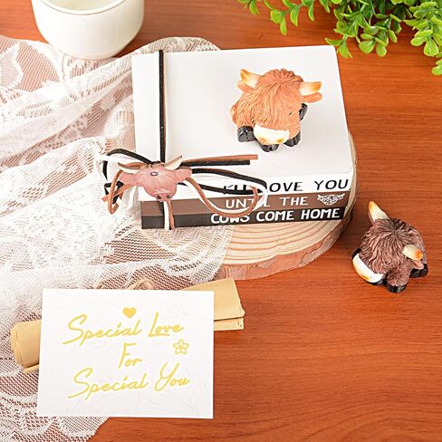 Highland Cow Gifts for Women: Highland Cow Decor Outdoor Garden Statue, Scottish Highland Cow Figurine Lifelike Highlander Cow Ornaments for Bathroom Office Desk Kitchen Decoration Highland Cows in Saudi Arabia