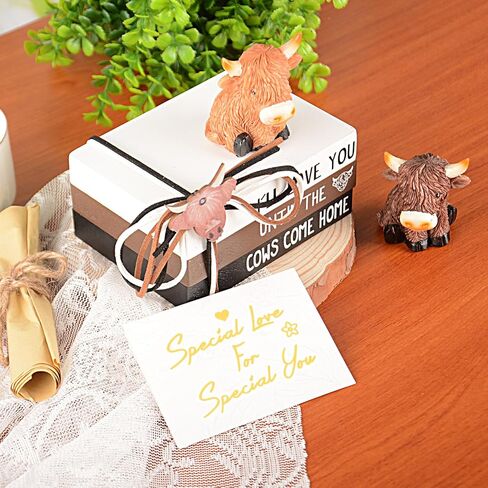 Highland Cow Gifts for Women: Highland Cow Decor Outdoor Garden Statue, Scottish Highland Cow Figurine Lifelike Highlander Cow Ornaments for Bathroom Office Desk Kitchen Decoration Highland Cows in Saudi Arabia