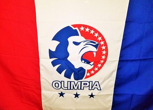 بانديرا غراندي دي أوليمبيا دي هندوراس ؛ 39 Titulos 1.45 mts largo y 0.81 mts alto ؛ La Bandera de Tu Equipo Speverito del Pais Donde Tu Naciste ، Recuerdo de Tus Raices - La Bandera de Los Leones in Saudi Arabia