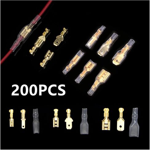 200 قطعة 2.8 مم 4.8 مم 6.3 مم من الإناث الإناث Spade Cold Colp Connector Care Care Mointer Concector Set (2.8mm 200pcs (Silver)) in Saudi Arabia