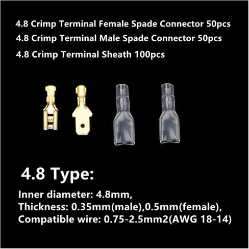 200 قطعة 2.8 مم 4.8 مم 6.3 مم من الإناث الإناث Spade Cold Colp Connector Care Care Mointer Concector Set (2.8mm 200pcs (Silver)) in Saudi Arabia
