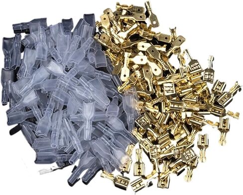 200 قطعة 2.8 مم 4.8 مم 6.3 مم من الإناث الإناث Spade Cold Colp Connector Care Care Mointer Concector Set (2.8mm 200pcs (Silver)) in Saudi Arabia