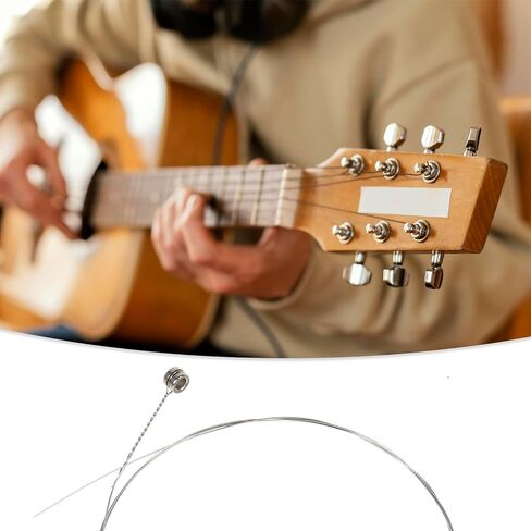 Acoustic Guitar B Strings, 5 Pack Acoustic Guitar Strings Well Balanced Light Tension Replacement Steel String Resistant Rust Prevent Brass Acoustic Tone for Beginners in Saudi Arabia