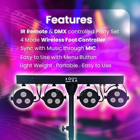 أضواء DJ وأضواء المسرح مع حامل | LED PAR GIGBAR مع DMX ، ضوء قوي النشاط الصوتي للحفلات | حزمة إضاءة DJ ، وقصة الضوء الثقيلة ، والأضواء للأحداث in Saudi Arabia