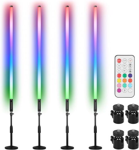 DJ أنبوب أضواء مع حامل 4800 4800 مللي أمبير في الساعة RGB Light Bar متزامن يعمل LED فيديو Light Stick Photo Booth Disco Stage Wedding Event Lighting 4 Pack in Saudi Arabia