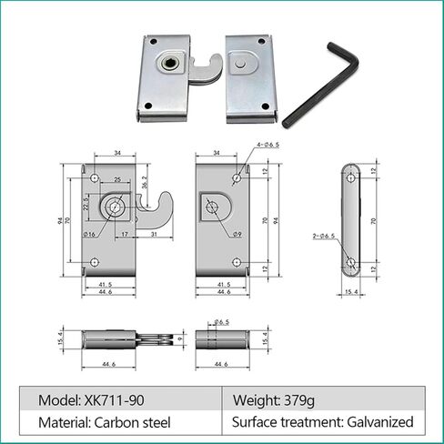 XK711 Parallel Door Type Flat Panel Assembly Buckle Lock R5 Hook Lock Concealed Door Buckle Side Loading Hook Lock 1Pcs(XK711-60) in Kuwait