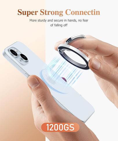 GVIEWIN Magnetic Phone Ring Holder, Compatible with MagSafe Phone Grip with Adjustable Stand, Magnet Phone Ring Kickstand for iPhone 16 Pro Max/Plus/15/14/13/12 Series/Other Phones (Glitter/Black) in Saudi Arabia