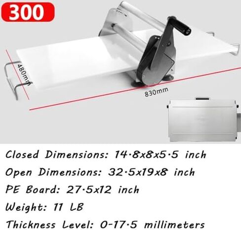 Manual Dough Sheeter Machine - Adjustable Thickness Fondant Roller for Croissants, Pizza & Pastry - Folding Design, Perfect for Baking Enthusiasts & Professionals, 400mm in Saudi Arabia