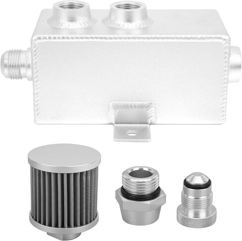 1L Aluminum Oil Catch Can with Breather and Drain Tap, Universal Fit for Most Vehicles, Durably TIG Welded Construction, to and Reuse, Keeps in Saudi Arabia