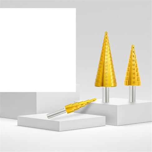 Step Cone Drill Bit Set 4-12/4-20/4-32mm Coated Wood Metal Drilling Tool Hole Core Drill Bit 1Set(3pcs Drill Set) in Kuwait