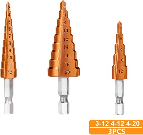 Cone Step Drill Bit 3-12/13 4-12/20/22/32mm Wood Metal Hole Coated Core Hole Drilling Tools 1Pcs(4-22mm Straight) in Saudi Arabia