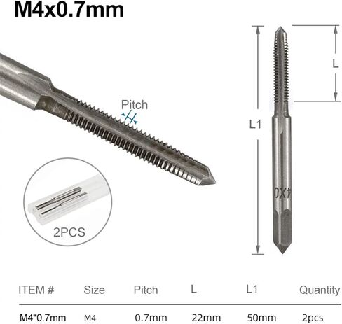 Right Hand Tap Drill Hand Tools Screw Thread Metric Plug Taps Metal Threading Tool 2Pcs(2pcs M7x1) in Saudi Arabia