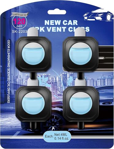 JUSTTOP Ocean Scent Car Air Freshener Clip,Provides Long Lasting Fragrance Holding for Over 120 Days,4 Vent Clips,4ml Each,Car Accessories for Men or Women(Ocean) in Kuwait