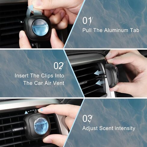 JUSTTOP Ocean Scent Car Air Freshener Clip,Provides Long Lasting Fragrance Holding for Over 120 Days,4 Vent Clips,4ml Each,Car Accessories for Men or Women(Ocean) in Kuwait