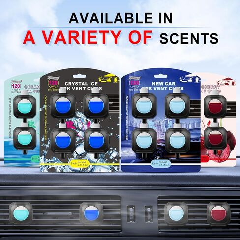 JUSTTOP Ocean Scent Car Air Freshener Clip,Provides Long Lasting Fragrance Holding for Over 120 Days,4 Vent Clips,4ml Each,Car Accessories for Men or Women(Ocean) in Kuwait