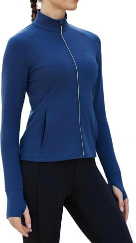 Women's Slim Fit Zip-Up Workout Jacket - Lightweight Athletic Gym Jacket for Yoga, Running, Sports in Kuwait