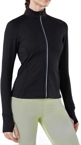 Women's Slim Fit Zip-Up Workout Jacket - Lightweight Athletic Gym Jacket for Yoga, Running, Sports in Kuwait