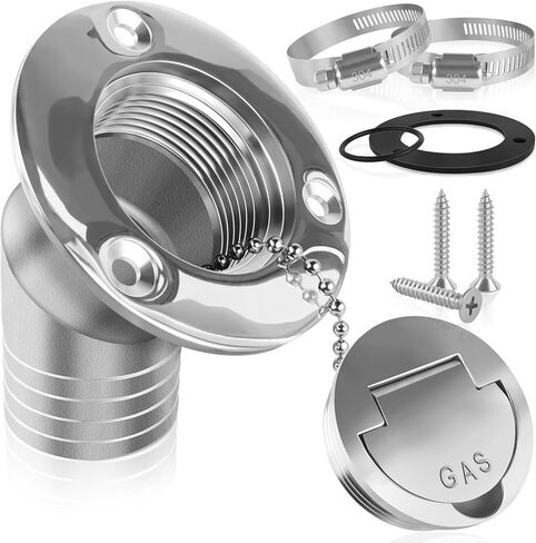 Boat Fuel Deck Fill/Filler with Keyless Cap with Screws, Marine Mirror Polished Stainless Steel Hardware Angled Neck for Boat Yacht Caravan in Saudi Arabia