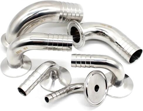 SAP 19/25/32/38/51MM SS304 خرطوم أنبوب بارب تركيب 1.5/2 "TRI Clamp 90 درجة خراطيم خراطيم خرطوم خرطوم مخطوطة (TC25.2XOD19 (3A)) in Saudi Arabia