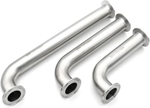 304/316L من الفولاذ المقاوم للصدأ 90 درجة المرفق Tri Clamp Long Extension 25 38 51mm أنبوب أنبوب تركيب homebrew 1 "1.25" 1.5 "2" (OD25X50.5 ، L610MM_SS316L) in Saudi Arabia
