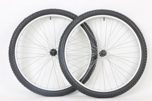 Heavy Duty 26 Inch Mountain Bike Wheel Set with 26 x 2.125 Tires and Tubes for Rim Brake and Thread On Freewheel Quick Release and Bolt On Axles 36 Spoke in Saudi Arabia