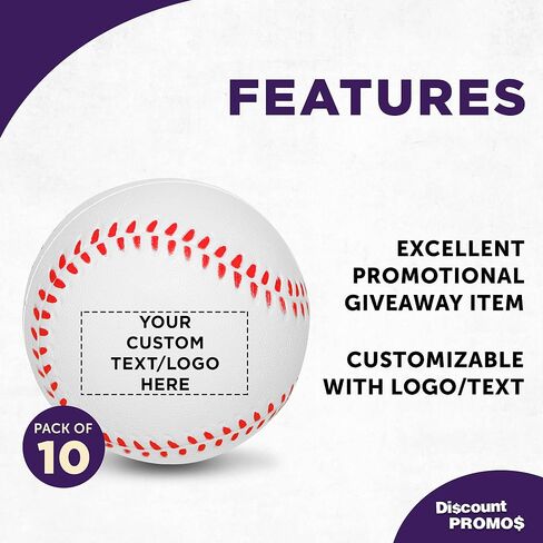 DISCOUNT PROMOS Custom Baseball Shaped Squeeze Balls Set of 100, Personalized Bulk Pack - Perfect for Promotional Giveaways - White in Saudi Arabia