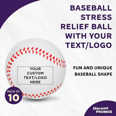 DISCOUNT PROMOS Custom Baseball Shaped Squeeze Balls Set of 100, Personalized Bulk Pack - Perfect for Promotional Giveaways - White in Saudi Arabia