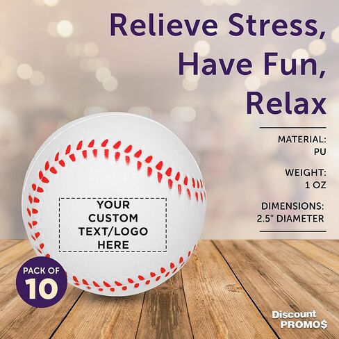 DISCOUNT PROMOS Custom Baseball Shaped Squeeze Balls Set of 100, Personalized Bulk Pack - Perfect for Promotional Giveaways - White in Saudi Arabia