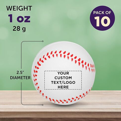 DISCOUNT PROMOS Custom Baseball Shaped Squeeze Balls Set of 100, Personalized Bulk Pack - Perfect for Promotional Giveaways - White in Saudi Arabia