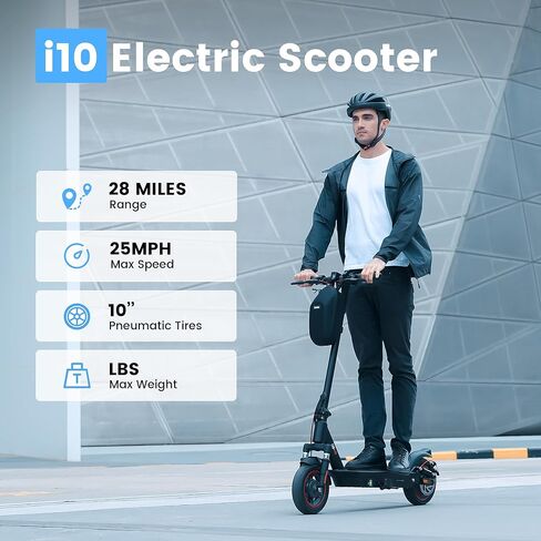 iscooter electric scooter البالغين ، 10 '' 'إطارات الطرق الهوائية ، و 25 ميلاً في الساعة سرعة كحد أقصى و 28 ميلًا كحد أقصى in Kuwait