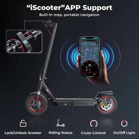 iscooter electric scooter البالغين ، 10 '' 'إطارات الطرق الهوائية ، و 25 ميلاً في الساعة سرعة كحد أقصى و 28 ميلًا كحد أقصى in Kuwait