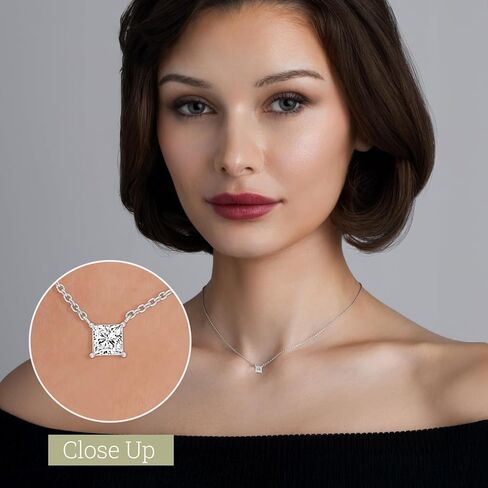 GILDED 1/2 CTTW Lab-Grown Diamond Solitaire Pendant, Sterling Silver, 18" Chain, Tarnish-Resistant, Ethical Jewelry, Gift-Ready for Women in Saudi Arabia