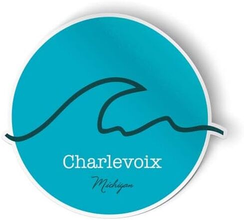 Squiddy Charlevoix Michigan Wave - ملصق فينيل للسيارة ، الكمبيوتر المحمول ، دفتر الملاحظات (4 ") in Saudi Arabia